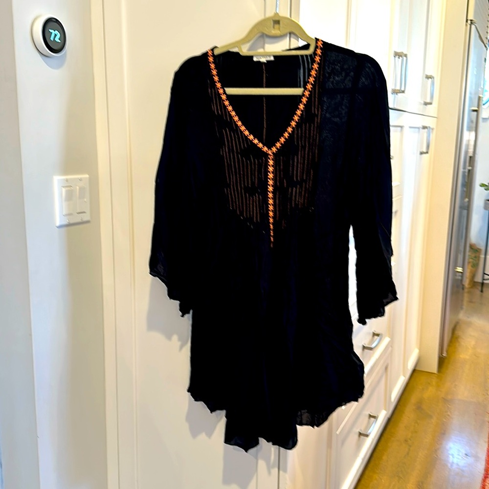 Poupette St Barth Women’s Black and pink long sleeve tunic size 2 (M)